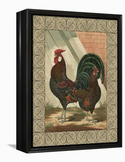 Roosters V-Cassel-Framed Stretched Canvas