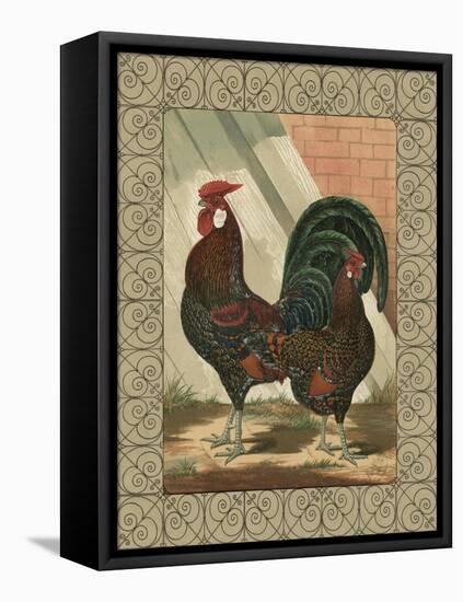 Roosters V-Cassel-Framed Stretched Canvas