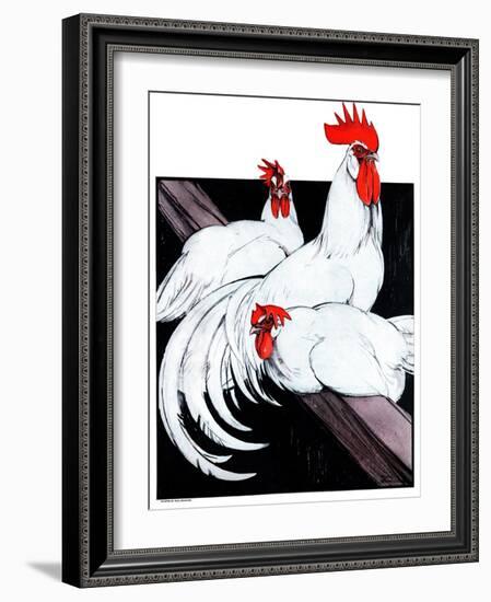 Roosting Rooster & Hens-Paul Bransom-Framed Giclee Print