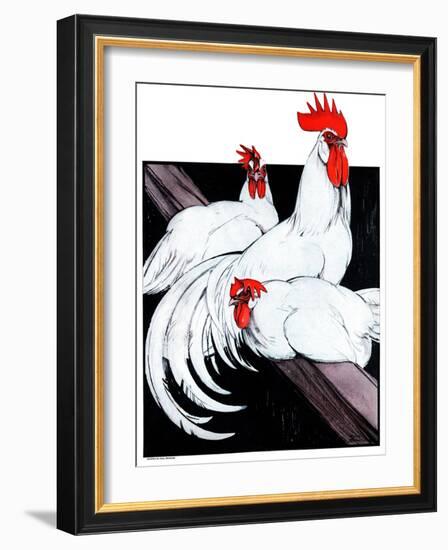 Roosting Rooster & Hens-Paul Bransom-Framed Giclee Print