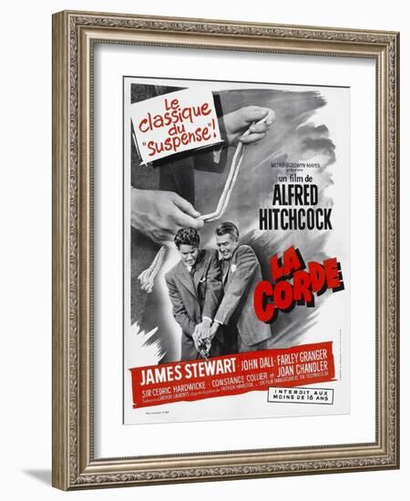 ROPE, (aka LA CORDE), French poster, from left: Farley Granger, James Stewart, 1948-null-Framed Art Print