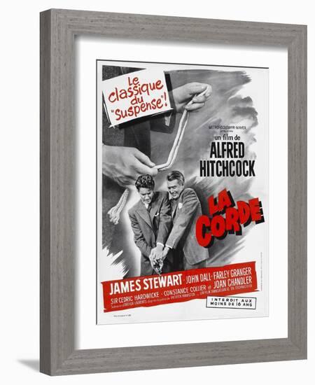 ROPE, (aka LA CORDE), French poster, from left: Farley Granger, James Stewart, 1948-null-Framed Art Print