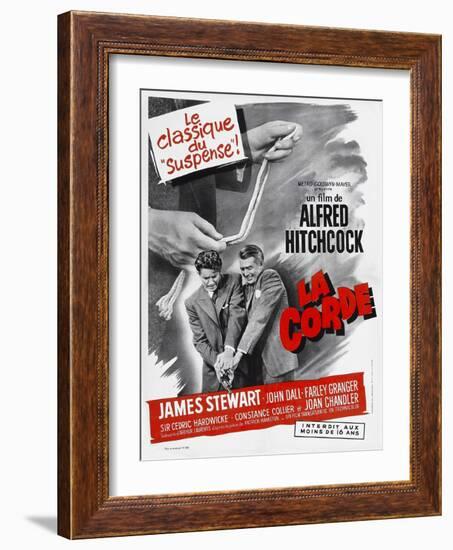 ROPE, (aka LA CORDE), French poster, from left: Farley Granger, James Stewart, 1948-null-Framed Art Print