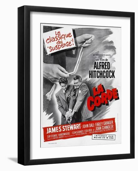 ROPE, (aka LA CORDE), French poster, from left: Farley Granger, James Stewart, 1948-null-Framed Art Print