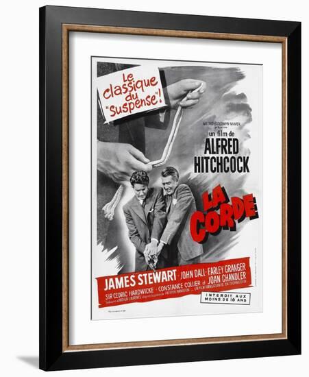 ROPE, (aka LA CORDE), French poster, from left: Farley Granger, James Stewart, 1948-null-Framed Art Print