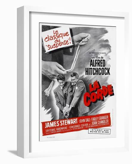 ROPE, (aka LA CORDE), French poster, from left: Farley Granger, James Stewart, 1948-null-Framed Art Print