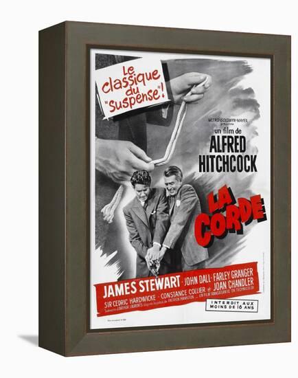 ROPE, (aka LA CORDE), French poster, from left: Farley Granger, James Stewart, 1948-null-Framed Stretched Canvas