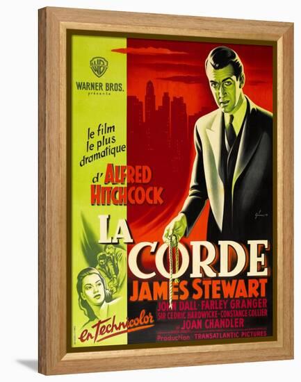 ROPE, (aka LA CORDE), French poster, James Stewart, Joan Chandler (bottom right), 1948-null-Framed Stretched Canvas