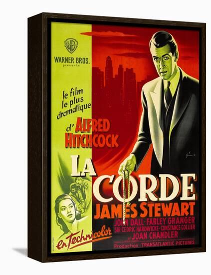 ROPE, (aka LA CORDE), French poster, James Stewart, Joan Chandler (bottom right), 1948-null-Framed Stretched Canvas