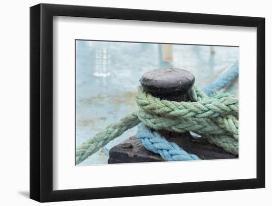 Rope anchoring boat, Klaipeda, Lithuania-Keren Su-Framed Photographic Print