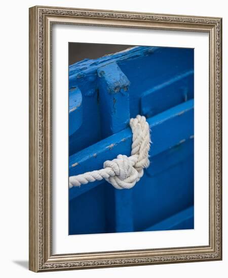 Rope, Boat, Blue, Wood, Up, Detail-Andrea Haase-Framed Photographic Print