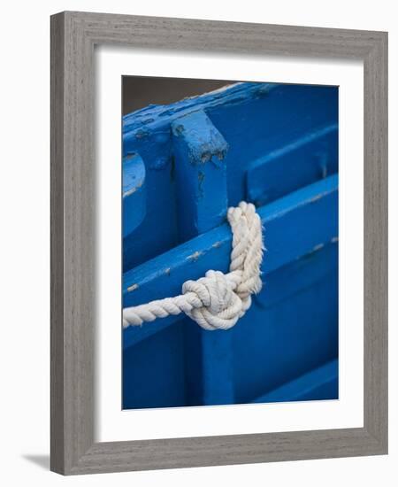 Rope, Boat, Blue, Wood, Up, Detail-Andrea Haase-Framed Photographic Print