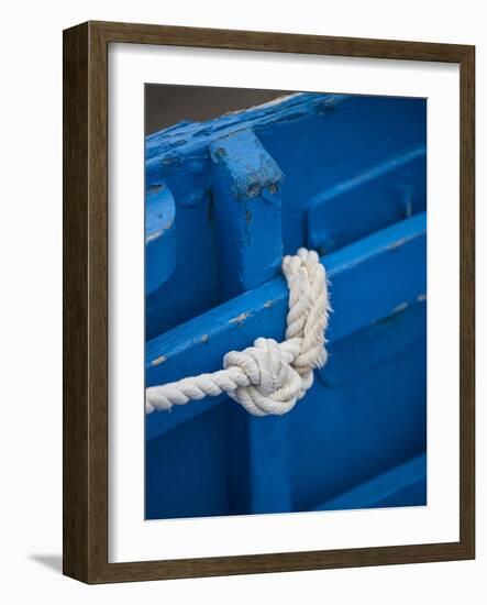 Rope, Boat, Blue, Wood, Up, Detail-Andrea Haase-Framed Photographic Print