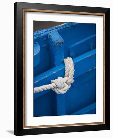 Rope, Boat, Blue, Wood, Up, Detail-Andrea Haase-Framed Photographic Print