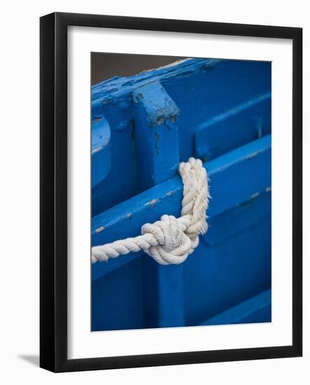 Rope, Boat, Blue, Wood, Up, Detail-Andrea Haase-Framed Photographic Print