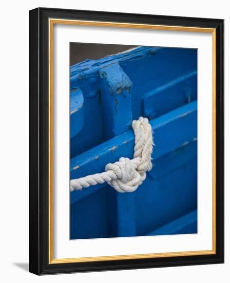 Rope, Boat, Blue, Wood, Up, Detail-Andrea Haase-Framed Photographic Print