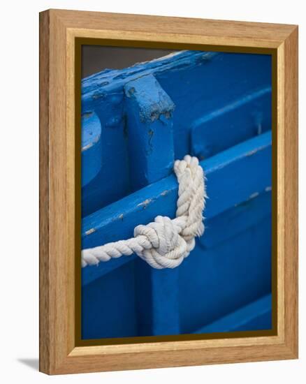 Rope, Boat, Blue, Wood, Up, Detail-Andrea Haase-Framed Premier Image Canvas