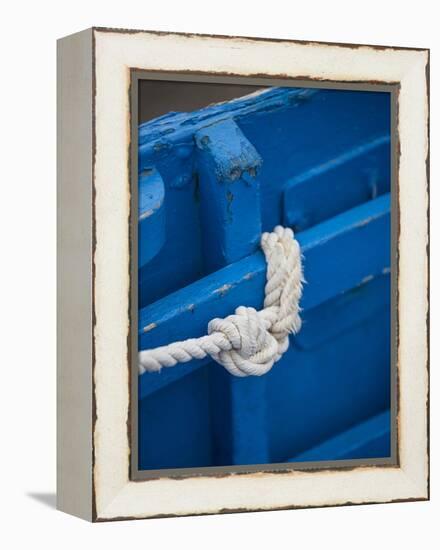 Rope, Boat, Blue, Wood, Up, Detail-Andrea Haase-Framed Premier Image Canvas