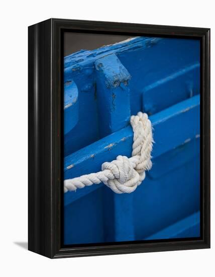 Rope, Boat, Blue, Wood, Up, Detail-Andrea Haase-Framed Premier Image Canvas