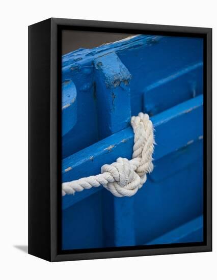 Rope, Boat, Blue, Wood, Up, Detail-Andrea Haase-Framed Premier Image Canvas