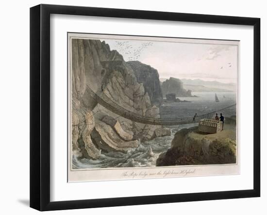 Rope Bridge Near the Lighthouse, Holyhead, c.1829-Thomas & William Daniell-Framed Giclee Print