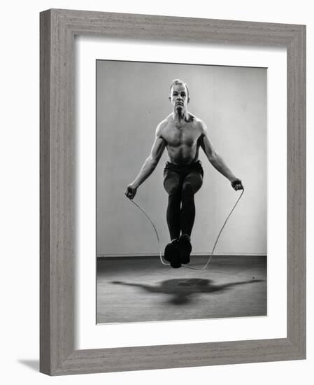 Rope Skipping Champion Gordon Hathaway Jumping Rope-Gjon Mili-Framed Photographic Print