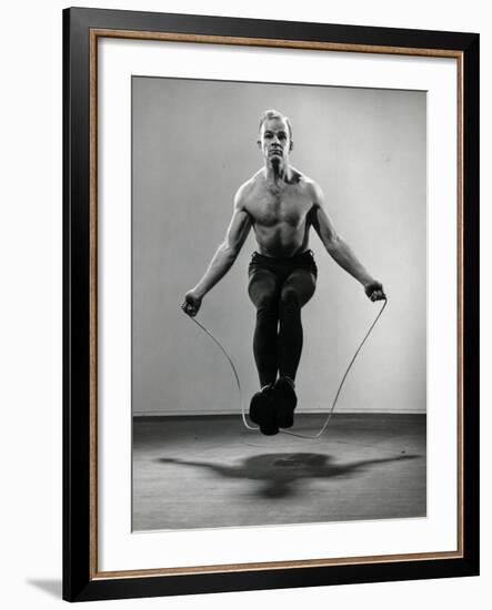 Rope Skipping Champion Gordon Hathaway Jumping Rope-Gjon Mili-Framed Photographic Print