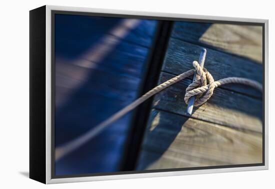 Rope Tied to a Dock in Pamet Harbor in Truro, Massachusetts. Cape Cod-Jerry and Marcy Monkman-Framed Premier Image Canvas