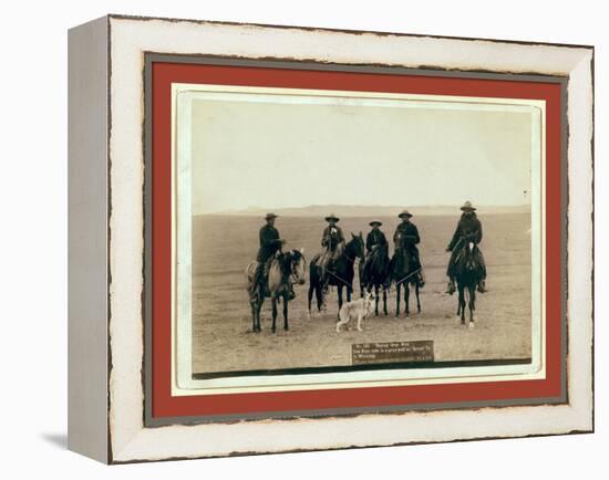 Roping Gray Wolf, Cowboys Take in a Gray Wolf on Round Up, in Wyoming-John C. H. Grabill-Framed Premier Image Canvas