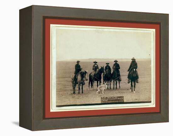 Roping Gray Wolf, Cowboys Take in a Gray Wolf on Round Up, in Wyoming-John C. H. Grabill-Framed Premier Image Canvas