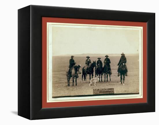 Roping Gray Wolf, Cowboys Take in a Gray Wolf on Round Up, in Wyoming-John C. H. Grabill-Framed Premier Image Canvas