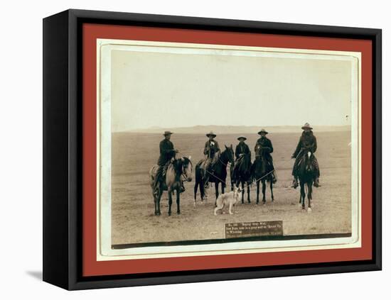 Roping Gray Wolf, Cowboys Take in a Gray Wolf on Round Up, in Wyoming-John C. H. Grabill-Framed Premier Image Canvas