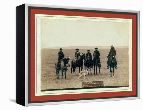 Roping Gray Wolf, Cowboys Take in a Gray Wolf on Round Up, in Wyoming-John C. H. Grabill-Framed Premier Image Canvas