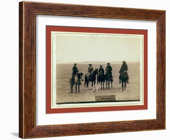 Roping Gray Wolf, Cowboys Take in a Gray Wolf on Round Up, in Wyoming-John C. H. Grabill-Framed Giclee Print
