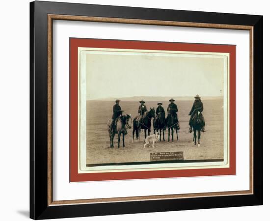 Roping Gray Wolf, Cowboys Take in a Gray Wolf on Round Up, in Wyoming-John C. H. Grabill-Framed Giclee Print