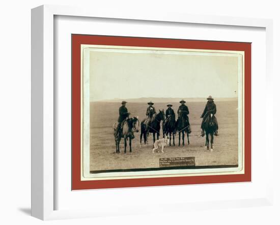 Roping Gray Wolf, Cowboys Take in a Gray Wolf on Round Up, in Wyoming-John C. H. Grabill-Framed Giclee Print