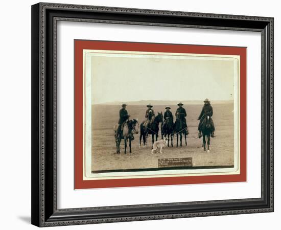 Roping Gray Wolf, Cowboys Take in a Gray Wolf on Round Up, in Wyoming-John C. H. Grabill-Framed Giclee Print