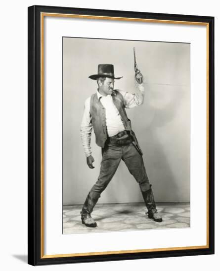 Roping in Cowboy-null-Framed Photo