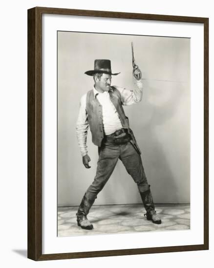 Roping in Cowboy-null-Framed Photo