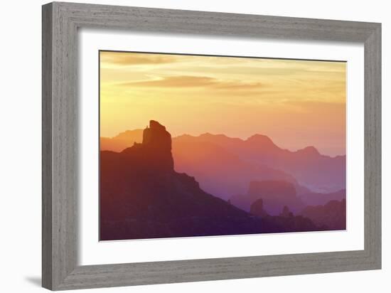 Roque Bentayga at sunset, Gran Canaria, Canary Islands, Spain, Atlantic Ocean, Europe-Neil Farrin-Framed Photographic Print