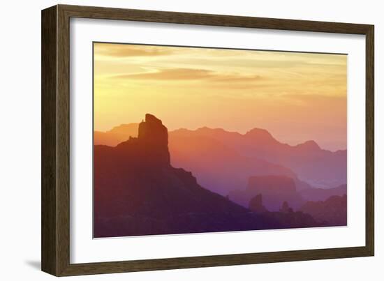 Roque Bentayga at sunset, Gran Canaria, Canary Islands, Spain, Atlantic Ocean, Europe-Neil Farrin-Framed Photographic Print