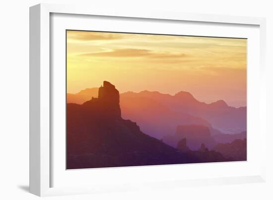 Roque Bentayga at sunset, Gran Canaria, Canary Islands, Spain, Atlantic Ocean, Europe-Neil Farrin-Framed Photographic Print