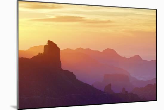 Roque Bentayga at sunset, Gran Canaria, Canary Islands, Spain, Atlantic Ocean, Europe-Neil Farrin-Mounted Photographic Print