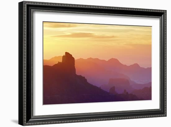 Roque Bentayga at sunset, Gran Canaria, Canary Islands, Spain, Atlantic Ocean, Europe-Neil Farrin-Framed Photographic Print