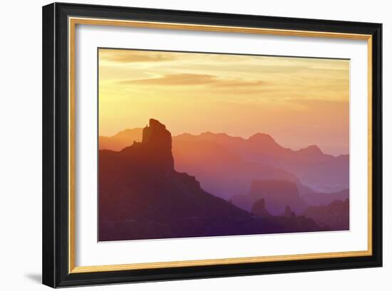 Roque Bentayga at sunset, Gran Canaria, Canary Islands, Spain, Atlantic Ocean, Europe-Neil Farrin-Framed Photographic Print