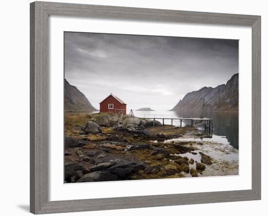 Rorbu and Jetty on Fjord, Lofoten Islands, Norway, Scandinavia, Europe-Purcell-Holmes-Framed Photographic Print