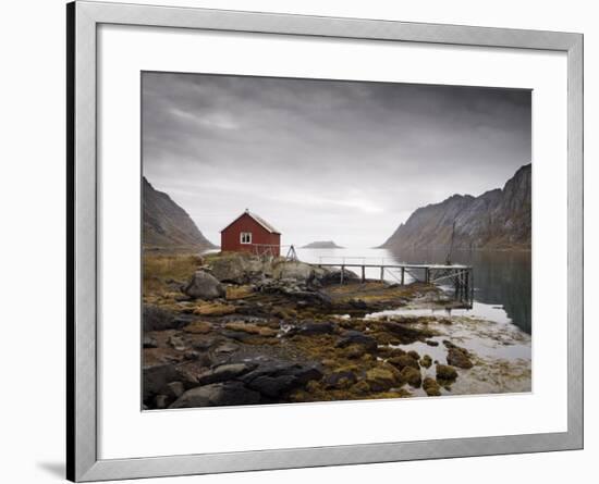 Rorbu and Jetty on Fjord, Lofoten Islands, Norway, Scandinavia, Europe-Purcell-Holmes-Framed Photographic Print