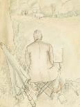 Portrait of the Artist's Husband, Reginald Brill, Sketching, C.1930-Rosalie Brill-Giclee Print