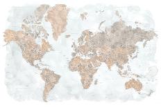 Gray Strokes World Map-Rosana Laiz Blursbyai-Giclee Print