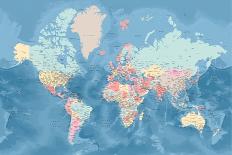 Gray Strokes World Map-Rosana Laiz Blursbyai-Giclee Print